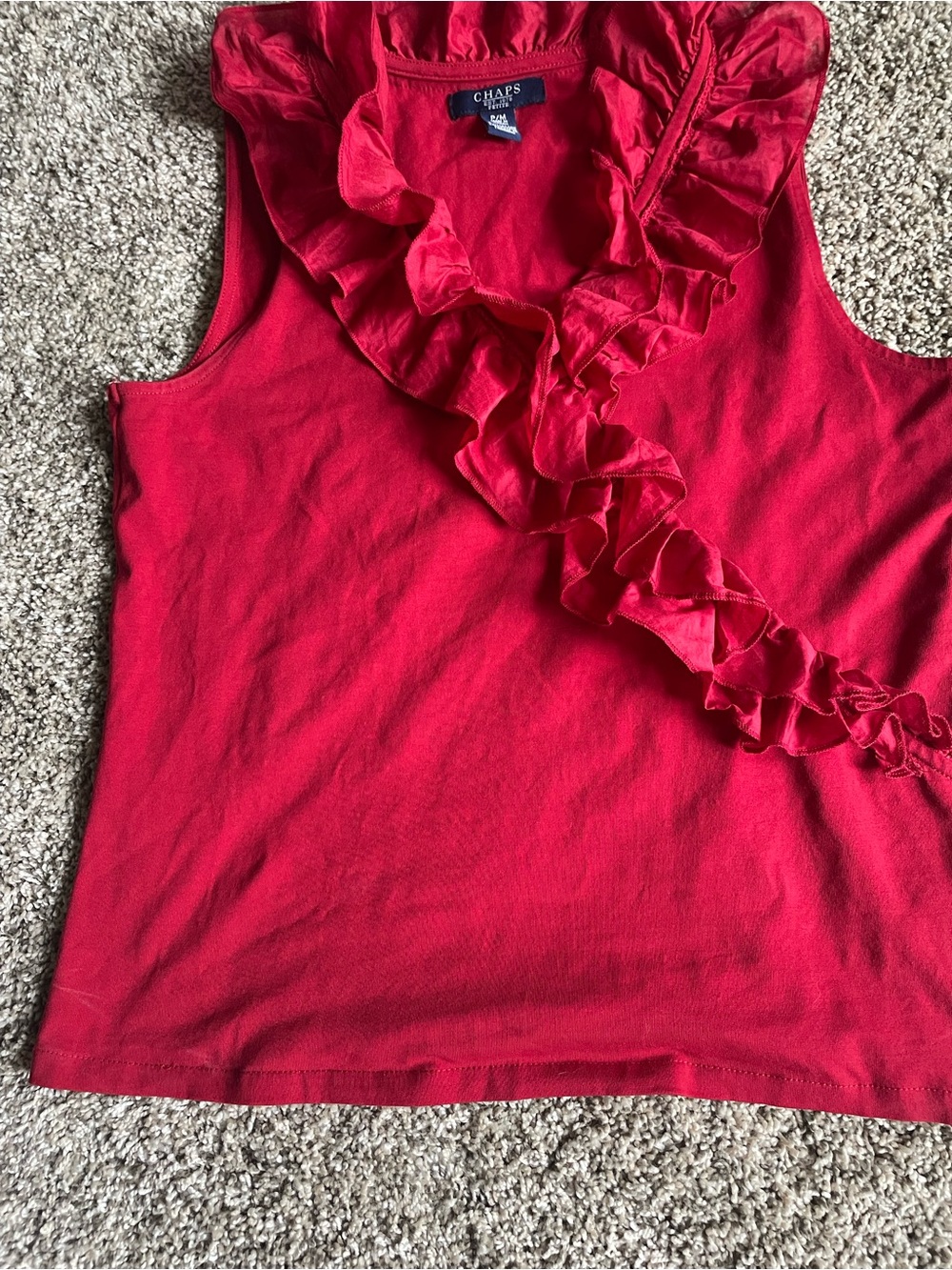 Chaps Woman’s Ruffled Blouse in Sz M in gently used condition